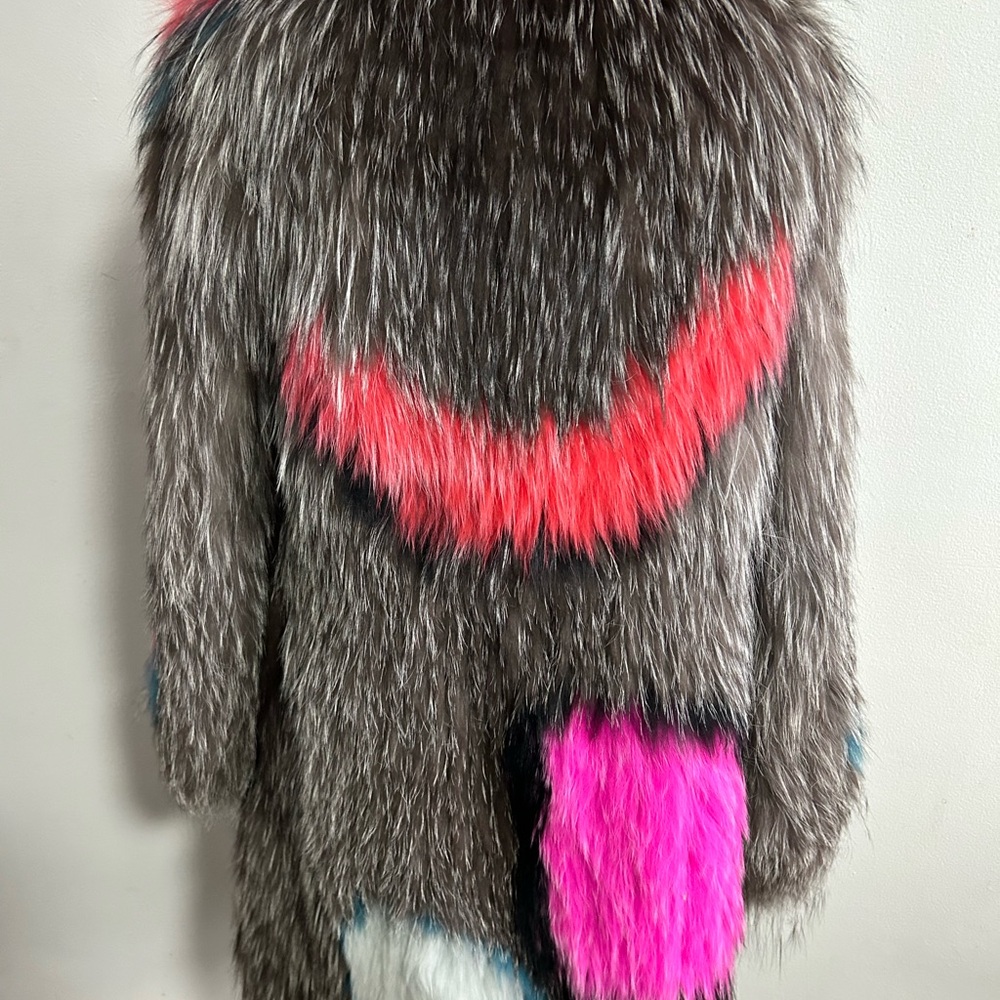 Multicolor real fox Fur Women's Coat - Picture 6 of 10